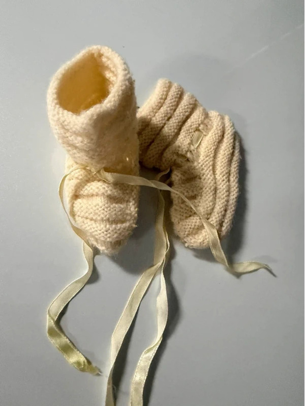 Vintage knitted baby booties. Never used